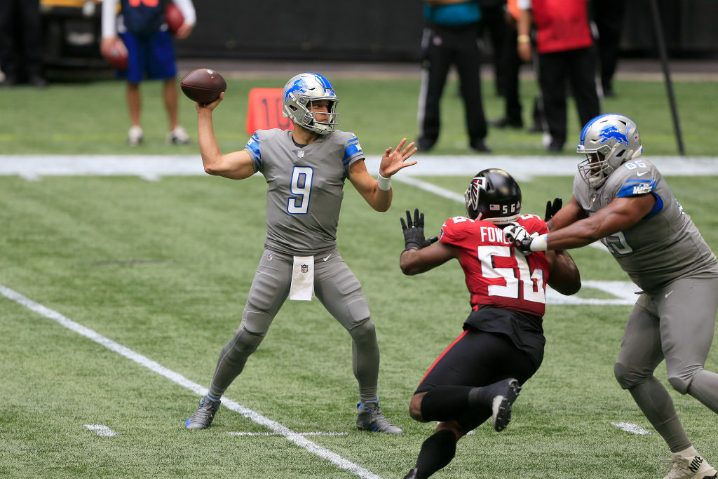 <p><b><i>Lions 23</i></b><br />
<b><i>Falcons 22</i></b></p>
<p>Matthew Stafford is the antithesis of the Falcons; the real Matty Ice now has 30 career fourth-quarter comebacks and 36 game-winning drives in his career thanks in part to <a href="https://www.nfl.com/news/falcons-rb-todd-gurley-mad-as-hell-for-scoring-go-ahead-td-in-loss-to-lions">Todd Gurley&#8217;s maddeningly ill-advised touchdown</a>. But hey, at least Atlanta <a href="https://twitter.com/RobWoodfork/status/1320499195309105152?s=20  ">looked good blowing another game it should have won</a>.</p>

