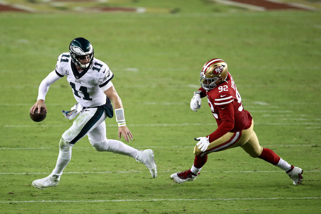 <p><b><i>Eagles 25</i></b><br />
<b><i>49ers 20</i></b></p>
<p>How bad is the NFC East? Philadelphia is in first place, despite winning its first game in Week 4 and running only three plays this season while leading in the fourth quarter. If the NFL ever adopted relegation, this whole division would get tossed for the SEC.</p>
<p>But hey, at least we got that great <a href="https://twitter.com/NFL/status/1312920512700407808?s=20">Brandon Aiyuk touchdown</a>!</p>
