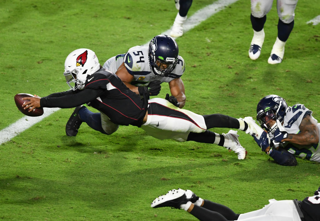 <p><b><i>Seahawks 34</i></b><br />
<b><i>Cardinals 37 (OT)</i></b></p>
<p>Two things were on display in this primetime affair: <a href="https://twitter.com/ESPNStatsInfo/status/1320558608116027393?s=20">Kyler Murray is a stud</a>, and <a href="https://profootballtalk.nbcsports.com/2020/10/12/seahawks-defense-on-pace-to-shatter-nfl-record-for-most-yards-allowed/">Seattle&#8217;s historically-bad defense</a> will both clinch Russell Wilson&#8217;s first MVP award and be an impediment to a Seahawks championship run.</p>
