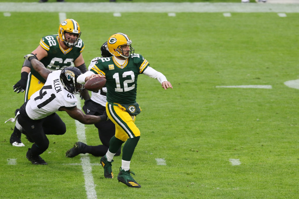 <p><em><strong>Jaguars 20</strong></em><br />
<em><strong>Packers 24</strong></em></p>
<p>Aaron Rodgers threw his first interception at home since Week 6 of last season, but Green Bay was still a winner despite the sloppy showing against a team it should have blown out. Good teams find ways to win without their A-game and the Packers certainly did.</p>

