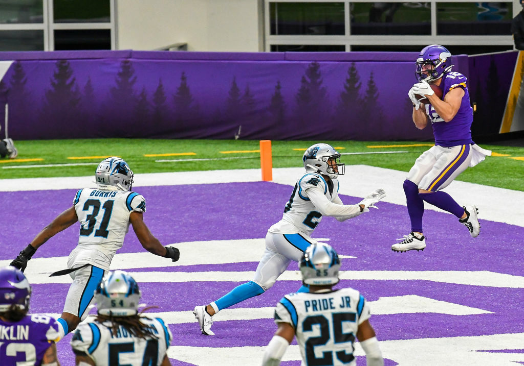 <p><b>Panthers 27</b><br />
<b>Vikings 28</b></p>
<p>Kirk Cousins with two fourth-quarter touchdown passes (including the game-winner to Don Beebe&#8217;s kid) to pull off <a href="https://profootballtalk.nbcsports.com/2020/11/29/2020-has-seen-35-double-digit-comebacks-most-ever-through-12-weeks/" target="_blank" rel="noopener">a historic 35th double-digit comeback</a> of the season? <a href="https://youtu.be/-KaR2mmifk0" target="_blank" rel="noopener">You like that</a>.</p>
