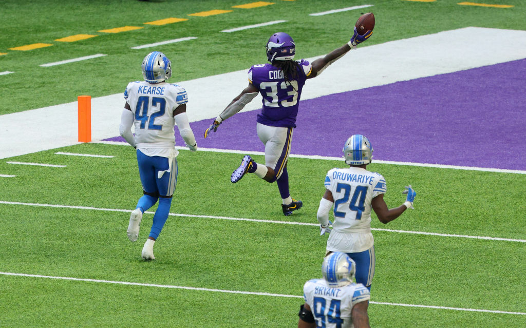 <p><b><i>Lions 20</i></b><br />
<b><i>Vikings 34</i></b></p>
<p>If <a href="https://www.espn.com/nfl/story/_/id/30263730/detroit-lions-everson-griffen-hurt-mike-zimmer-comment-de-was-good-minnesota-vikings">Everson Griffen&#8217;s feelings were hurt before</a>, he has really gotta be smarting after getting run over by now-league-leading rusher Dalvin Cook and watching Kirk Cousins get right at Detroit&#8217;s expense. Seriously, Lions &#8230; Matt Patricia <a href="https://www.youtube.com/watch?v=Bb94ktFr3co">is your king</a>? Give Jim Caldwell his apology.</p>

