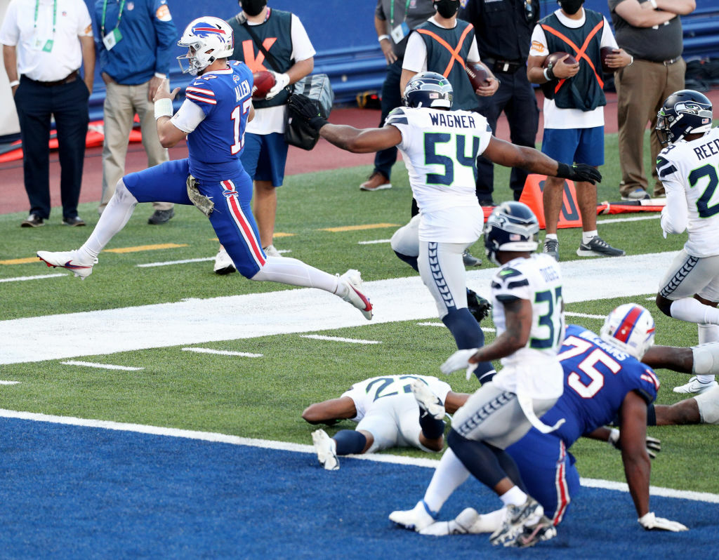 <p><b><i>Seahawks 34</i></b><br />
<b><i>Bills 44</i></b></p>
<p>How&#8217;s this for timing: <a href="https://www.espn.com/nfl/story/_/id/30276624/sources-seattle-seahawks-coach-pete-carroll-gets-multi-year-contract-extension">Seattle gave Pete Carroll a contract extension,</a> and then his<a href="https://www.nfl.com/news/pete-carroll-doesn-t-even-recognize-defense-after-allowing-44-points"> unrecognizable Seahawks defense</a> gave up the most points in the 11-year Carroll era. This is worst-timed extension since <a href="https://www.espn.com/nfl/news/story?id=5809694" target="_blank" rel="noopener">Donovan McNabb&#8217;s in Washington</a>.</p>
<p>Meanwhile, 7-2 Buffalo is enjoying its best start since 1993 thanks to Josh Allen outdueling Wilson despite <a href="https://profootballtalk.nbcsports.com/2020/11/08/josh-allen-played-after-learning-his-grandmother-died-on-saturday-night/">a heavy heart following a family tragedy</a>. It&#8217;s starting to feel like the Bills are something special.</p>
