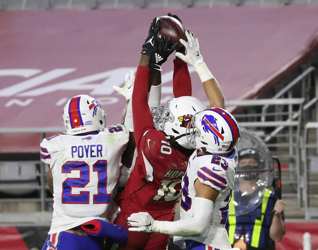 <p><b><i>Bills 30</i></b><br />
<b><i>Cardinals 32</i></b></p>
<p>My <a href="https://wtop.com/gallery/nfl/2020-nfl-awards-predictions/">preseason MVP pick</a> is looking pretty good right now. Kyler Murray continued <a href="https://profootballtalk.nbcsports.com/2020/11/12/kyler-murray-halfway-to-nfls-first-4000-yard-passing-1000-yard-rushing-season/">his record-setting pace</a>, and paired with DeAndre Hopkins for <a href="https://twitter.com/SportsCenter/status/1328133279392919553?s=20">the indisputable play of the year</a>. Don&#8217;t look now, but Arizona is atop the NFC West in a three-way tie for first place at 6-3 and has a chance to dispatch of Seattle by completing a season sweep on Thursday. Speaking of the Seahawks&#8230;</p>
