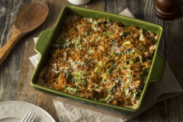 <h2>Green bean casserole quiche</h2>
<p>Here’s a tip: Buy an extra frozen deep-dish pie crust before Thanksgiving, then bring it out over the weekend to whip up a quick quiche with the rest of your green bean casserole.</p>
<p>Follow the <a href="https://sallysbakingaddiction.com/quiche-recipe/">basic quiche ratio</a> of 4 large eggs, 1 cup dairy (whole milk, half-and-half or cream), 1 cup shredded cheese and 2 cups vegetables or other mix-ins to fill your pie crust.</p>
<p>Pre-bake the pie crust shell according to package directions, then fill and bake at 350 degrees Fahrenheit for 45 to 60 minutes, until the quiche no longer jiggles in the center. Let rest for at least 15 minutes before slicing.</p>
