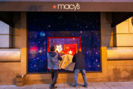 IMAGE DISTRIBUTED FOR MACY'S, INC. - Macy's Metro Center reveals annual holiday windows theme of "Give, Love, Believe," giving thanks to first responders, essential workers, marchers for equality and the local community in Washington. 