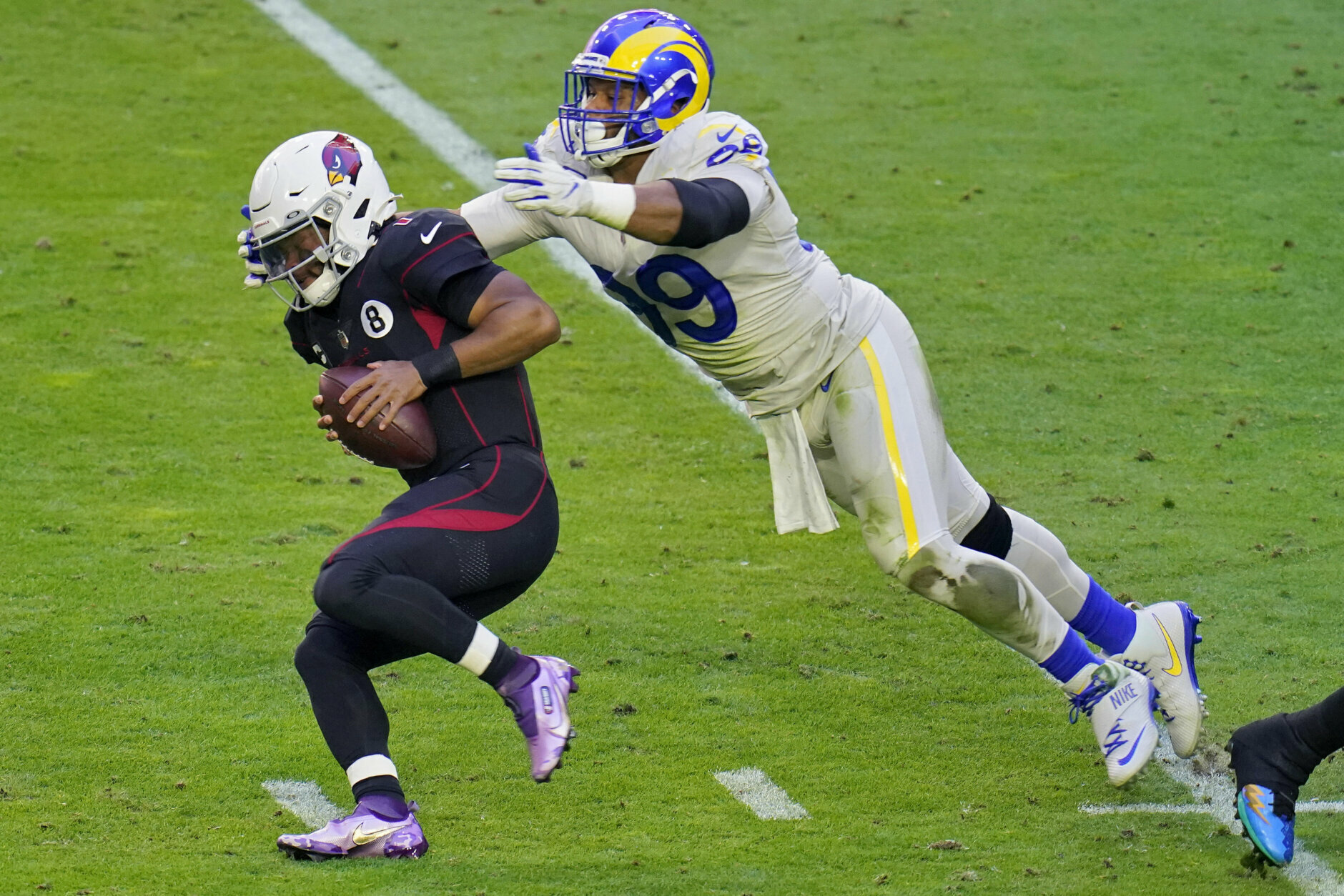 <p><em><strong>Rams 38</strong></em><br />
<em><strong>Cardinals 28</strong></em></p>
<p>So far, Sean McVay beating Arizona (7-0 in his head coaching career) and Kyler Murray getting shutdown by the Rams (0-3 with six turnovers) is right alongside death and taxes. Since the Cardinals have to face the Rams again in L.A. Week 17, that might spell the end of the Cards&#8217; playoff hopes.</p>
