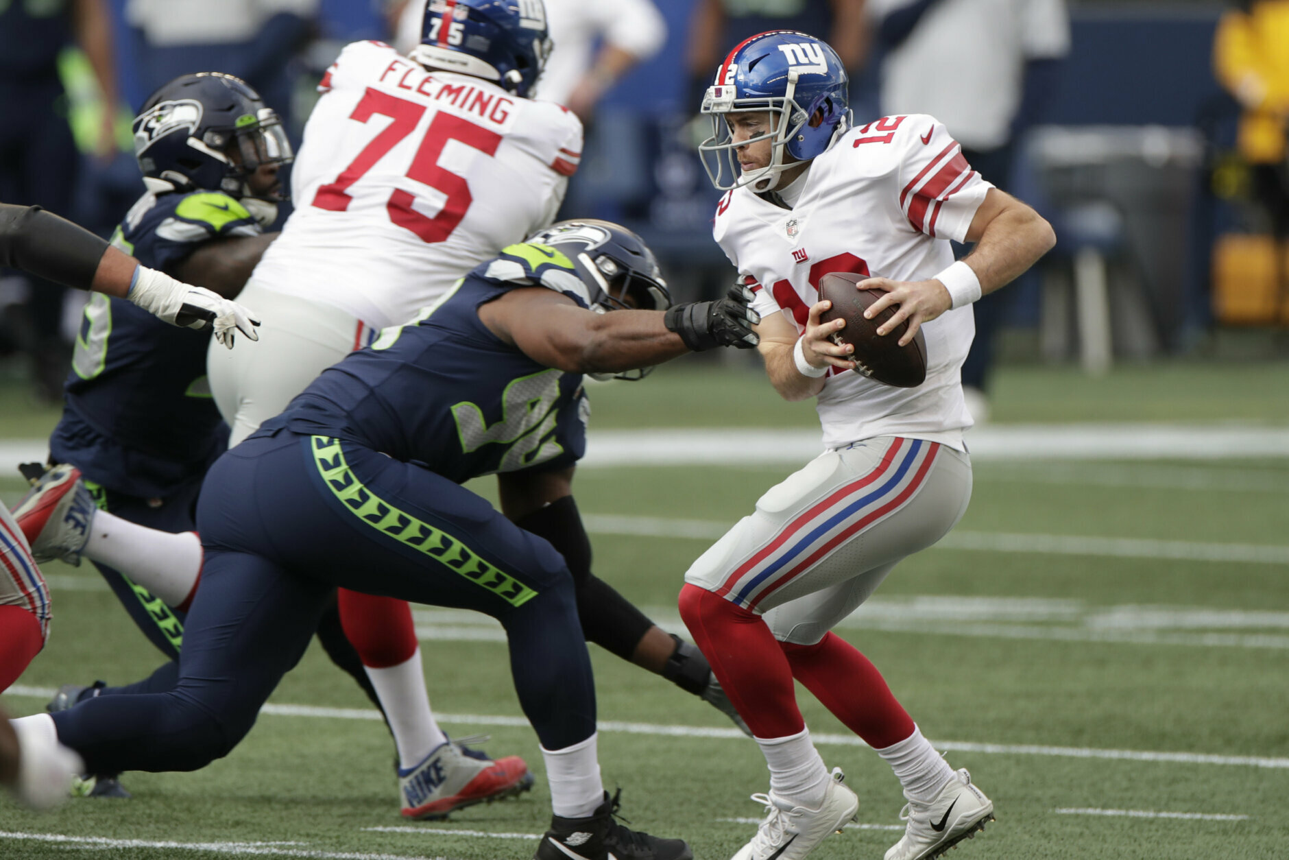 <p><b><i>Giants 17</i></b><br />
<b><i>Seahawks 12</i></b></p>
<p>Yes, this score is correct.</p>
<p>In the upset of the day (and perhaps, the week), Big Blue became the first NFC East team this year to beat a team with a winning record — and did so with Washington castoffs Alfred Morris and Colt McCoy, who got his first win under center since &#8230; <a href="https://youtu.be/Nn53ApG5P7c">his last improbable road win six years ago</a>. The Giants may be on the brink of <a href="https://twitter.com/ESPNStatsInfo/status/1335747099858587648?s=20">some dubious history,</a> but they might actually be kinda good.</p>
