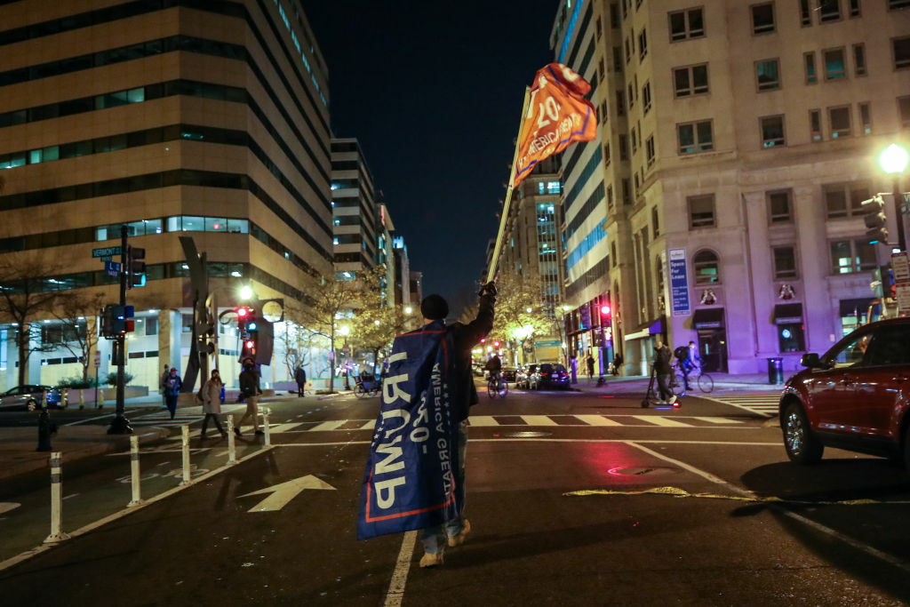 WASHINGTON, USA - DECEMBER 12: Proud Boys take streets after the "Million MAGA March" from Freedom Plaza to the US Capitol in Washington, DC, United States on December 12, 2020. Rally held to back President Donald Trump's unsubstantiated claims of voter fraud in the US election. (Photo by Tayfun Coskun/Anadolu Agency via Getty Images)