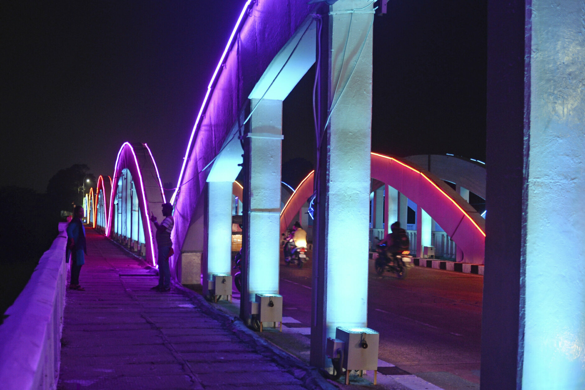 <p>The illuminated Napier Bridge in Chennai, India.</p>
