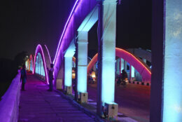 <p>The illuminated Napier Bridge in Chennai, India.</p>
