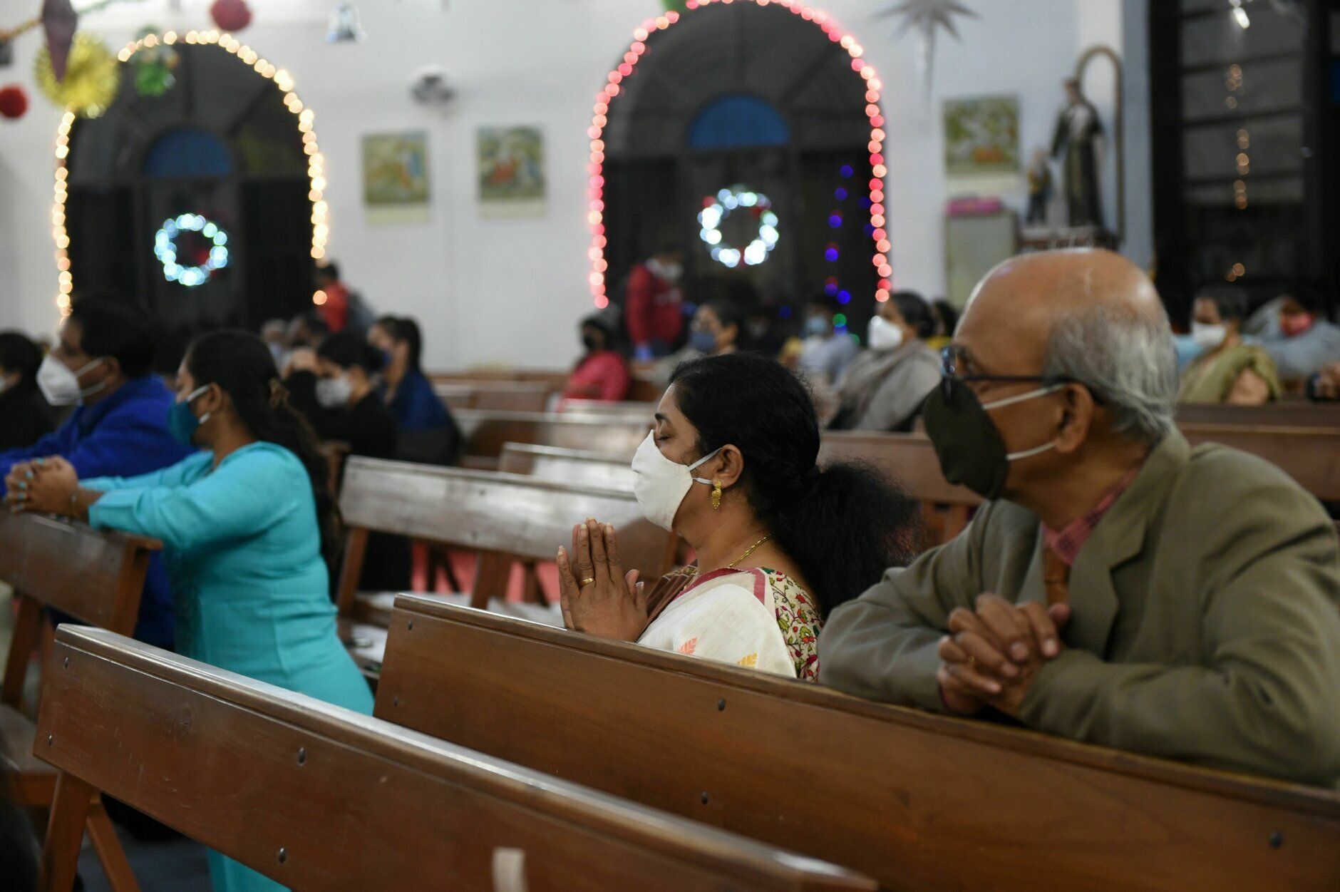 <p>An early Midnight Mass in Ahmedabad, India.</p>
