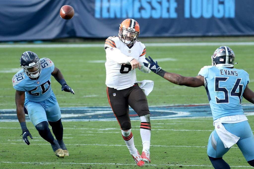 <p><b><i>Browns 41</i></b><br />
<b><i>Titans 35</i></b></p>
<p>In true 2020 fashion, the matchup between the top two rushing teams ended up being Baker Mayfield&#8217;s statement game, which started with a franchise-record four first-half touchdowns en route to another franchise-record 38 points before halftime, and ended with Baker <a href="https://profootballtalk.nbcsports.com/2020/12/06/baker-mayfield-quotes-dwight-schrute-to-describe-his-growth/">dropping a perfect Schrute-ism</a> on his unsuspecting public. <a href="https://profootballtalk.nbcsports.com/2020/12/02/browns-arent-bashful-about-talking-playoffs/">Cleveland has playoff fever,</a> and the only prescription is &#8230; well, not finding a way to screw it up after clinching its first winning season since 2007.</p>

