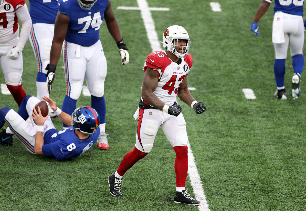 <p><b><i>Cardinals 26</i></b><br />
<b><i>Giants 7</i></b></p>
<p>Arizona has beaten all three New York teams in a season for the first time since 1971. <a href="https://www.youtube.com/watch?v=dfuVdja6lDU" target="_blank" rel="noopener">Take that for data</a>.</p>
<p>And how about Haason Reddick? Back in his home state of New Jersey, he had a franchise-record five sacks — the most in an NFL game in three years. If the Cardinals are going to sweep the NFC East with a win over Philadelphia, they&#8217;ll need another defensive effort like this against Jalen Hurts.</p>
<p>Speaking of great homecomings &#8230;</p>
