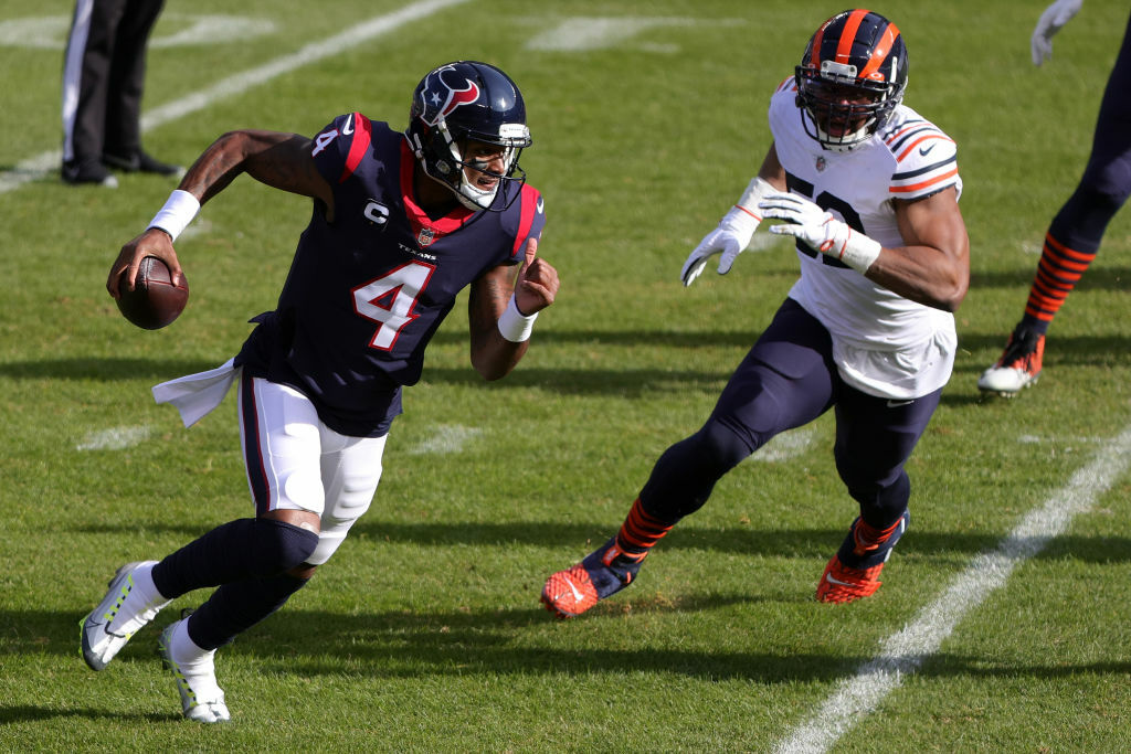 <p><em><strong>Texans 7</strong></em><br />
<em><strong>Bears 36</strong></em></p>
<p>The only thing Houston has is a quarterback. The main thing missing in Chicago is a quarterback. Deshaun Watson will always be the Bears&#8217; great &#8220;what if.&#8221;</p>
