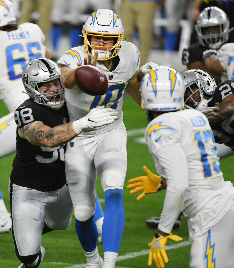 <p><b><i>Chargers 30</i></b><br />
<b><i>Raiders 27 (OT)</i></b></p>
<p>Hats off to the Chargers for pulling off a rare late-game victory and their first division win since 2018. Justin Herbert is the kind of <a href="https://twitter.com/ESPNStatsInfo/status/1339888136063741954?s=20" target="_blank" rel="noopener">prime time performer</a> deserving of Los Angeles.</p>
<p>And <a href="https://profootballtalk.nbcsports.com/2020/12/18/jon-gruden-wore-oakland-hat-says-someone-tricked-him/" target="_blank" rel="noopener">a literal hats off</a> to Jon Gruden, <a href="https://profootballtalk.nbcsports.com/2020/12/17/does-jon-gruden-get-judged-by-a-different-standard/" target="_blank" rel="noopener">the Teflon coach</a> whose Raiders have <a href="https://twitter.com/ESPNStatsInfo/status/1339805530437677059?s=20" target="_blank" rel="noopener">the second-worst record in December/January games</a> since his return to the sideline. I know Vegas was missing its offensive coordinator and four defensive starters due to COVID protocol, but Gruden&#8217;s seat should start getting warmer if/when the Raiders fail to make the playoffs — regardless of his hefty contract.</p>
