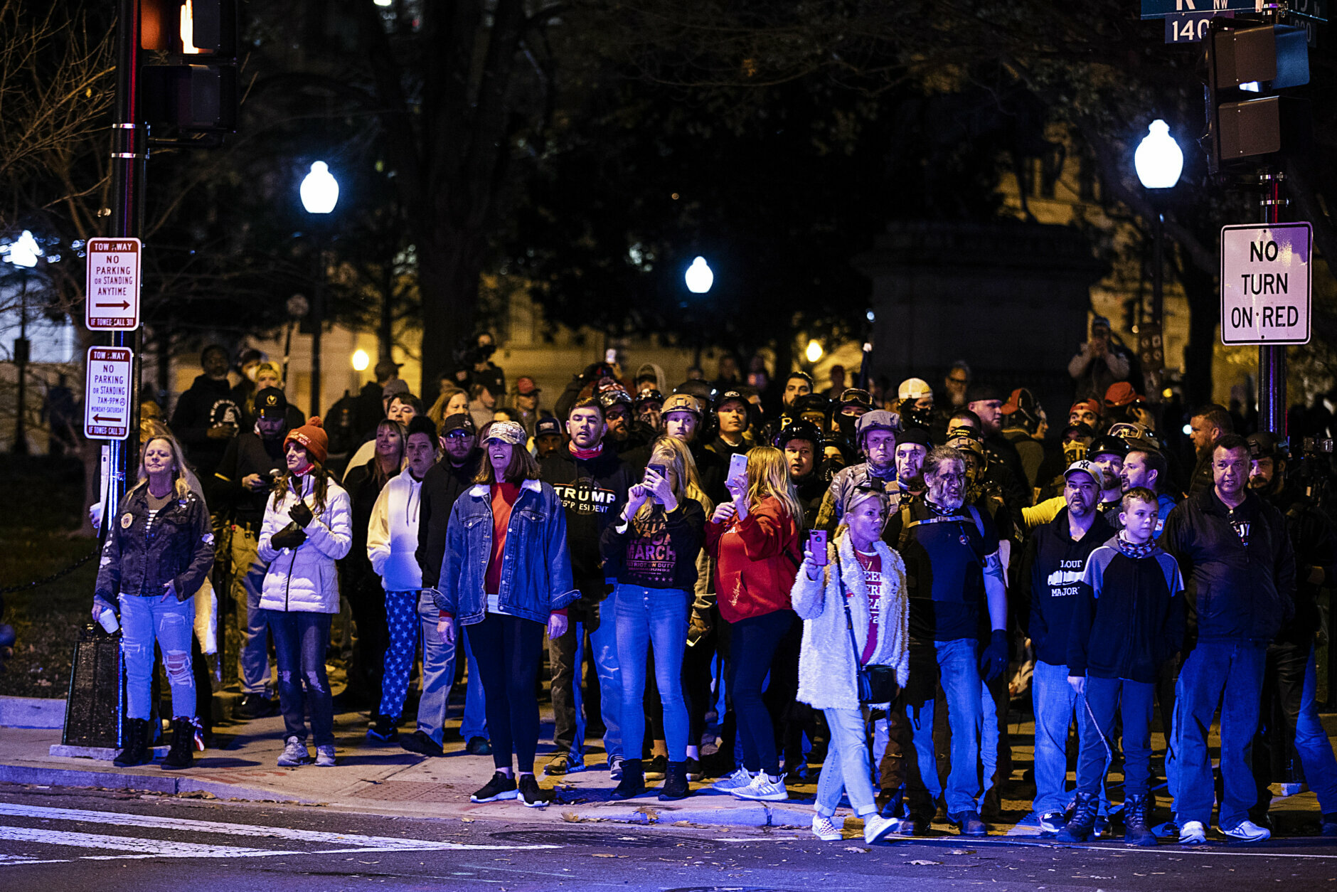 WASHINGTON, DC - DECEMBER 12: Supporters of President Donald Trump gather near Black Lives Matter Plaza during a protest on December 12, 2020 in Washington, DC. Thousands of protesters who refuse to accept that President-elect Joe Biden won the election are rallying ahead of the electoral college vote to make Trump's 306-to-232 loss official. (Photo by Tasos Katopodis/Getty Images)