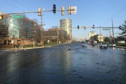 <p>A water main broke Friday morning in Montgomery County, Maryland, flooding part of Rockville Pike.</p>
