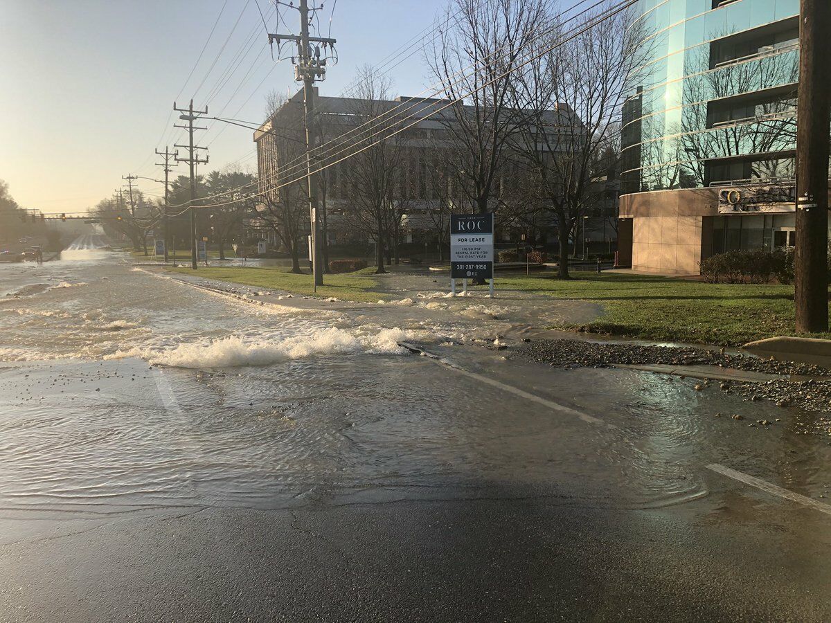 <p>A water main broke Friday morning in Montgomery County, Maryland, flooding part of Rockville Pike.</p>
