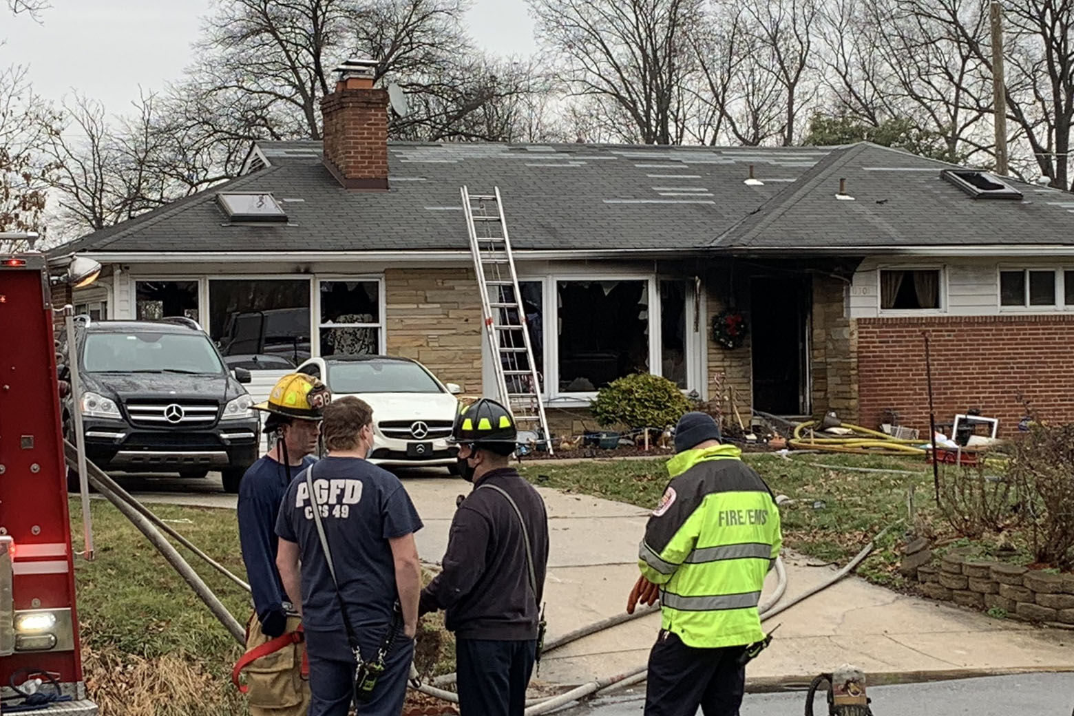 A New Year's Day house fire in Prince George's County, Maryland, sent at least one child and one adult to the hospital with serious injuries. (WTOP/Mike Murillo)