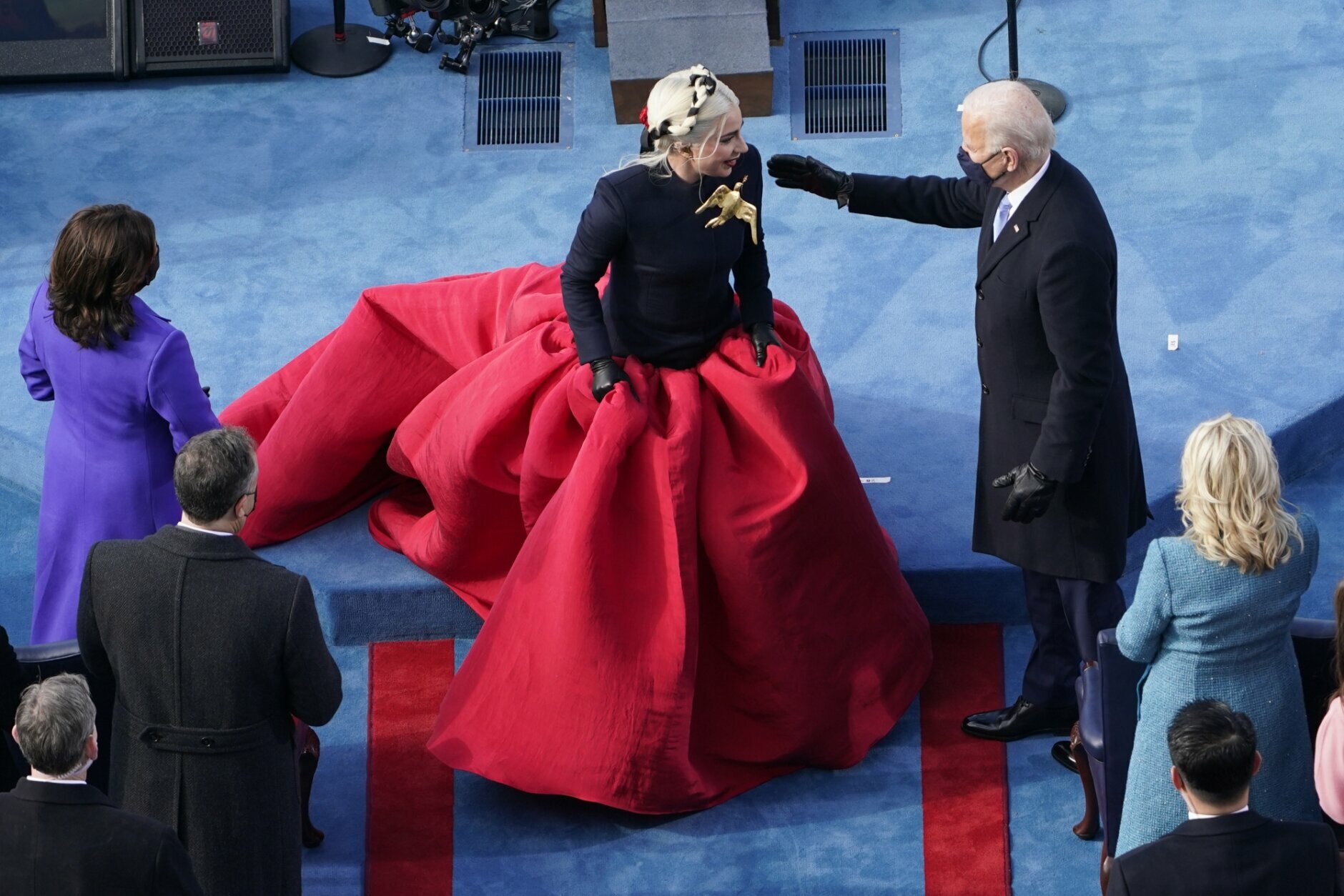 <p>President-elect Joe Biden greets Lady Gaga during the 59th Presidential Inauguration at the U.S. Capitol in Washington, Wednesday, Jan. 20, 2021. (AP Photo/Susan Walsh, Pool)</p>
