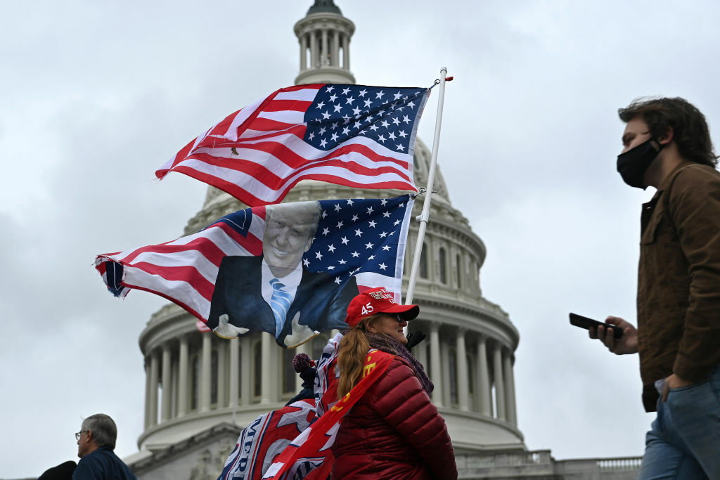 Supporters of US President Donald Trump gather at the US Capitol on January 5, 2021, in Washington, DC, as they protest the upcoming electoral college certification on January 6 of Joe Biden as President. (Photo by Brendan Smialowski / AFP) (Photo by BRENDAN SMIALOWSKI/AFP via Getty Images)