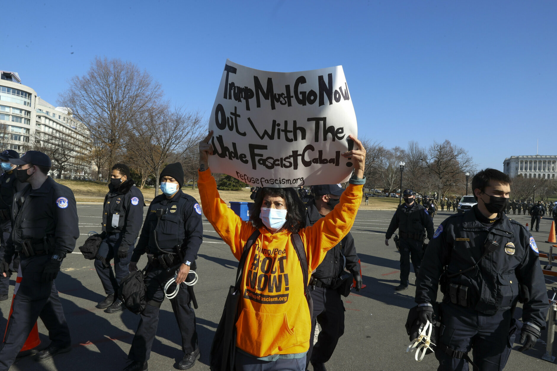 <p>Meanwhile, anti-Trump protesters gathered at the Capitol in the afternoon.</p>
