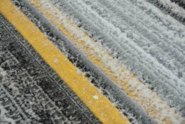 Roads in the D.C. area were coated in slushy snow on Feb. 18. 