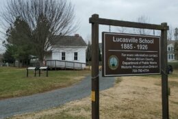Sign for historic school house.