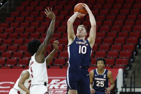 Hauser, Murphy lead No. 14 Virginia past NC State, 64-57