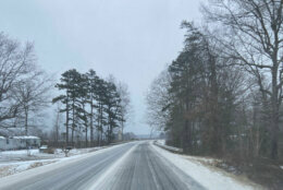 Ice and snow-covered road.