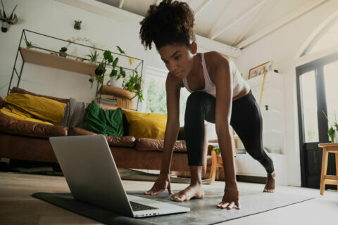 Launching an exercise routine while still working from home
