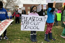 School girl at protest.