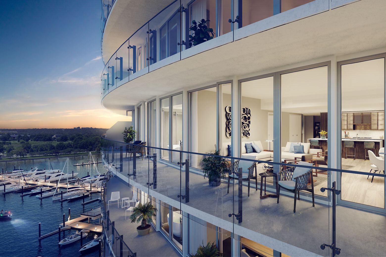 The condos range in size from 700-square-foot one-bedrooms, to 6,000-square-foot four-bedrooms. (Courtesy Hoffman-Madison Waterfront)