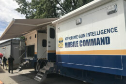 The ATF Crime Gun Intelligence Mobile Command Center is parked at the D.C. Police Training Academy in Southwest D.C. (WTOP/Megan Cloherty)
