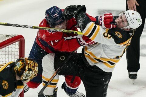 Marchand scores in OT, Bruins beat Capitals to even series