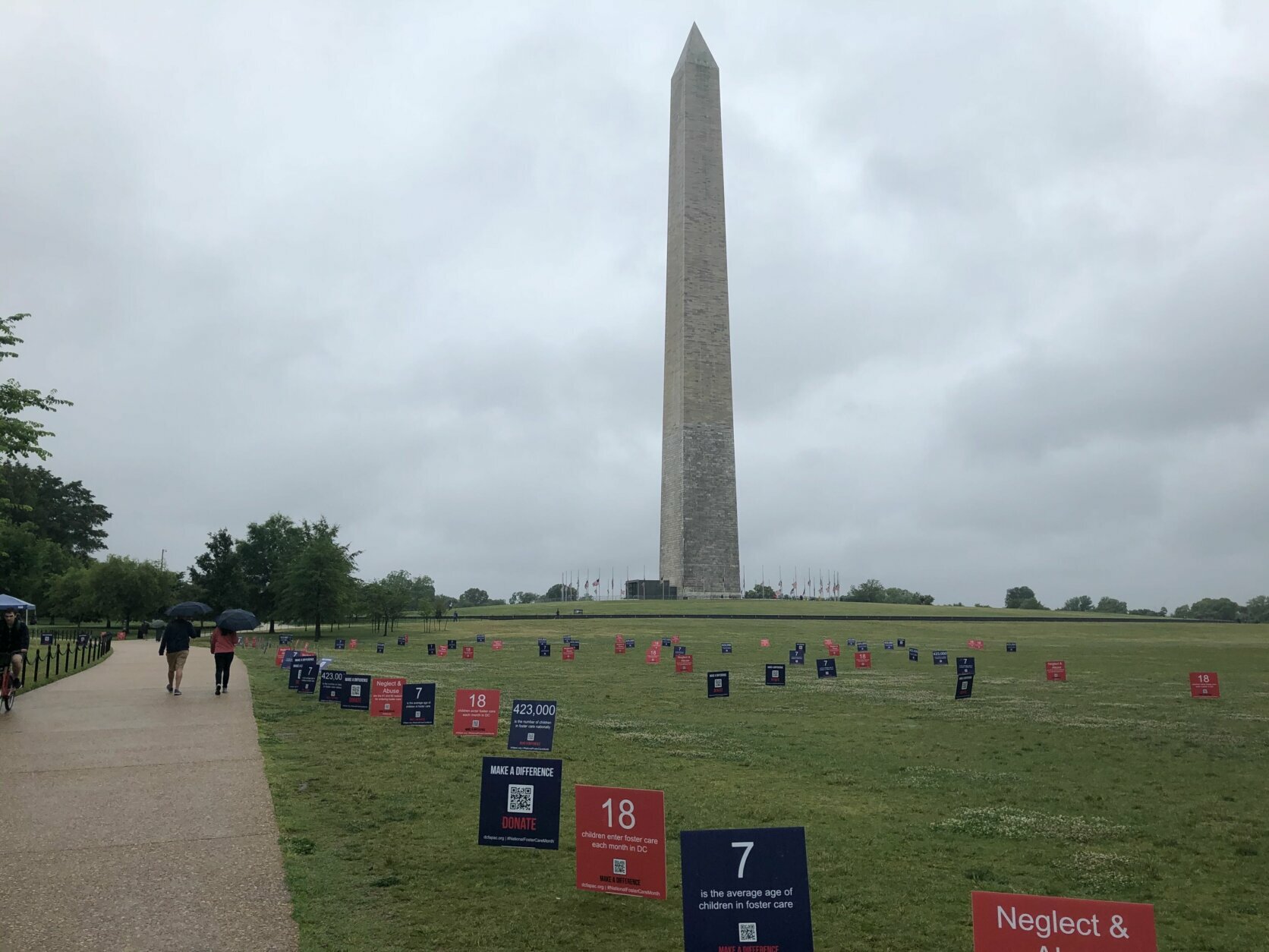 <p>National Foster Care Month was observed on the National Mall with signs and in information tent Saturday, May 29, 2021. (WTOP/Dick Uliano)</p>
