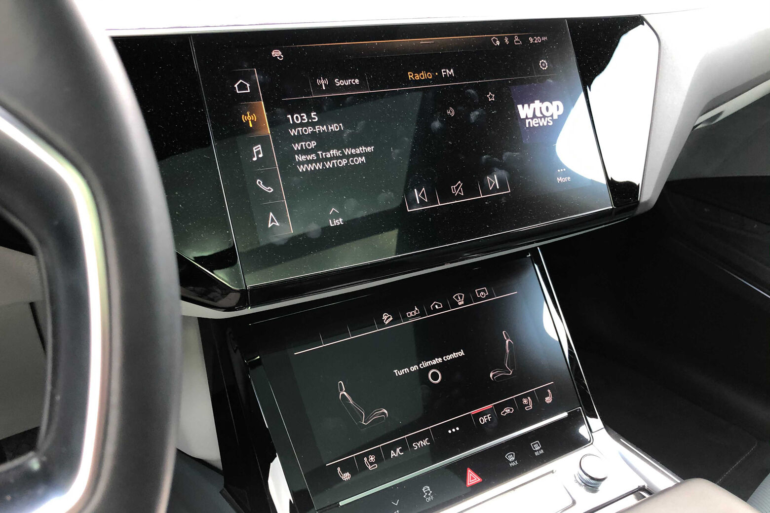 Interior of Audi e-tron Sportback