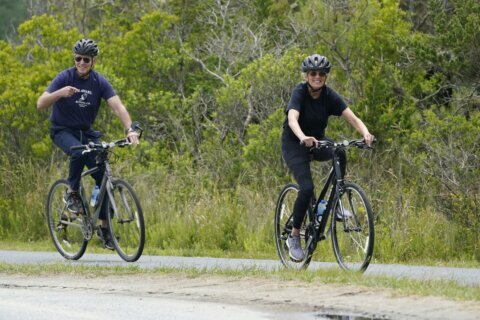 Bidens mark first lady’s birthday with leisurely bike ride