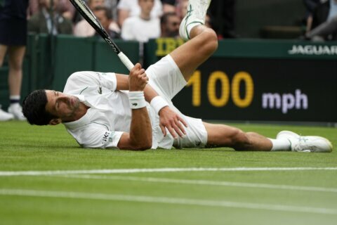 More slipping, sliding at Wimbledon, even without any rain
