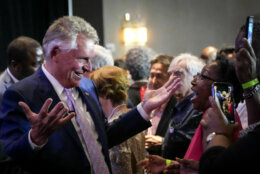 JUNE 8: Virginia gubernatorial candidate Terry McAuliffe (D-VA) greets supporters after speaking during an election night event after winning the Democratic primary for governor on June 8, 2021 in McLean, Virginia. McAuliffe will face Republican nominee Glenn Youngkin in the state's general election this fall. McAuliffe previously served as Virginia's governor from 2014-2018. (Photo by Drew Angerer/Getty Images)