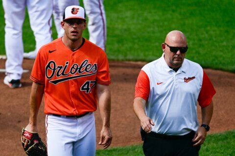 Orioles’ ace Means departs in first with shoulder fatigue; Cleveland wins 10-4