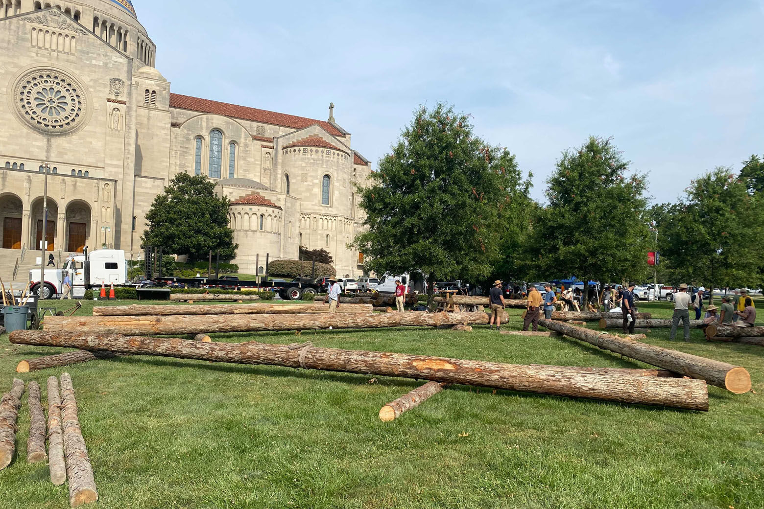 It worked 800 years ago: CUA students building replica of Notre Dame roof truss using medieval techniques