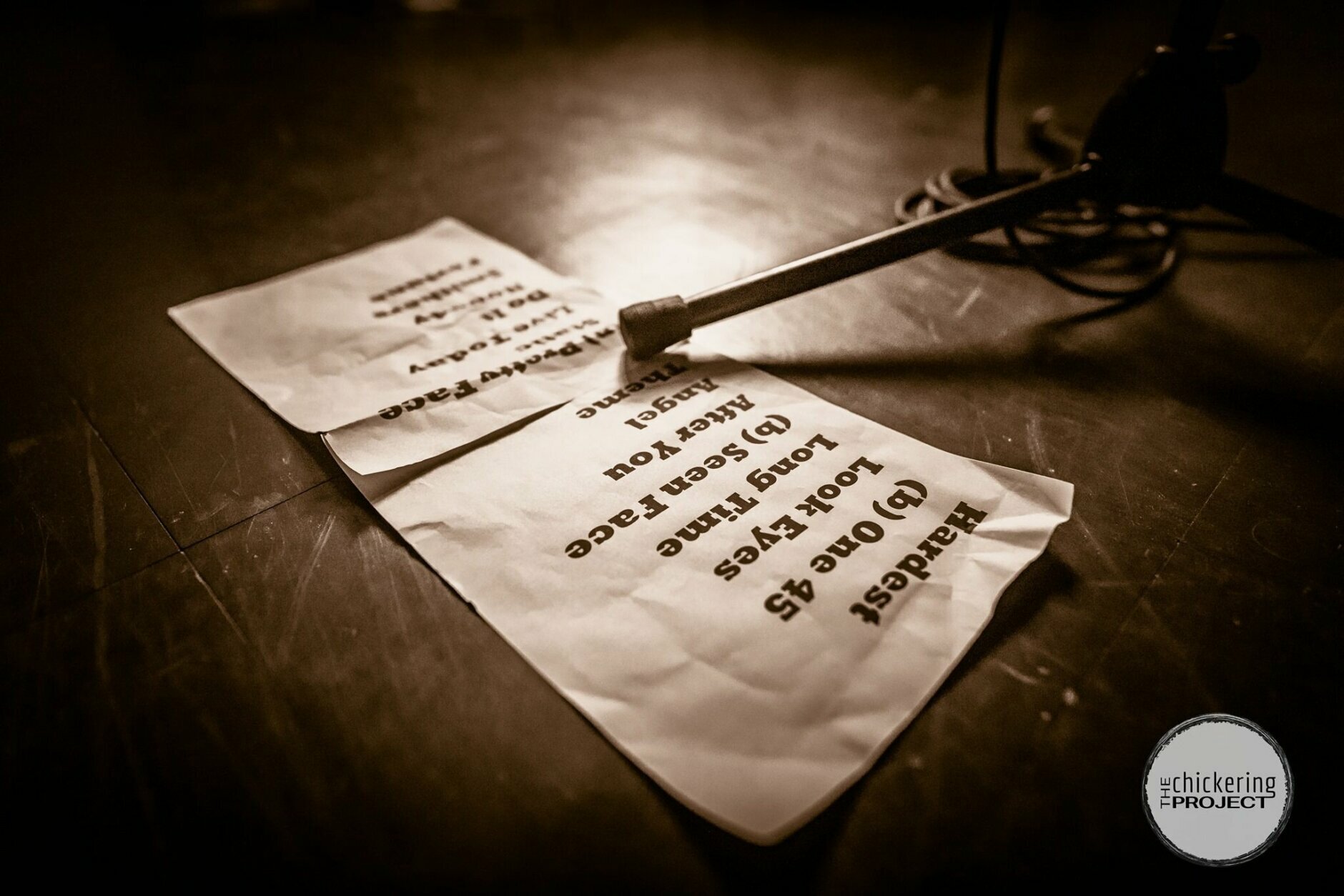 <p>After the COVID shutdown, the band members didn&#8217;t see each other for a year, so we had to re-re-learn the songs. Thankfully, they came back to us after a few weekly rehearsals. In the old days, a set list was scrawled on a piece of paper with a Sharpie. Now, with 60-year-old eyes, we printed the set lists with an extra-bold font on two pieces of typing paper that were taped together.</p>
