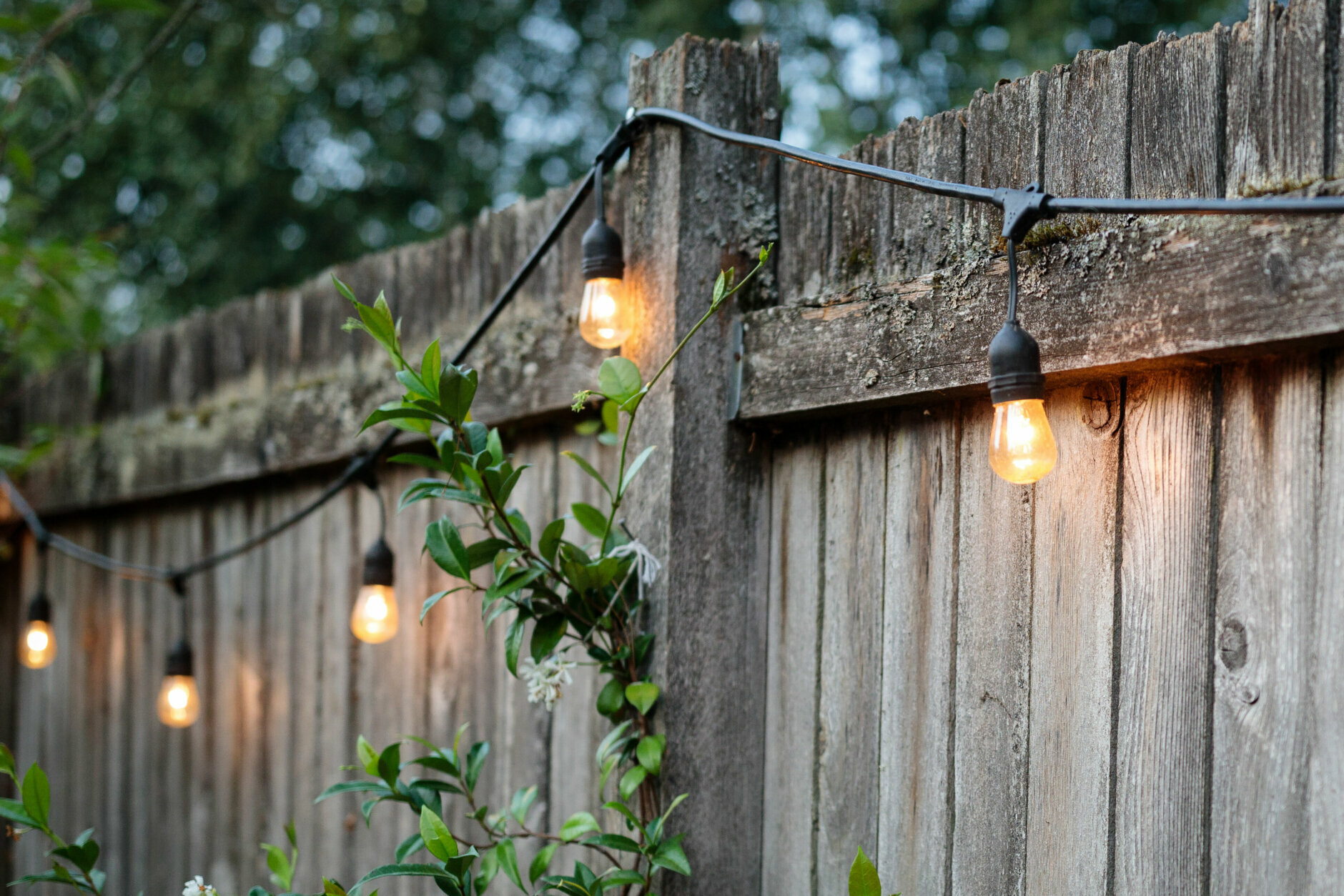 <p><strong>Brighten your fence and the surrounding area with year-round lighting.</strong> Maybe you need something that requires less maintenance. Weather-resistant lights can be easily strung along a fence or connecting fence posts for added light to the surrounding space.</p>
