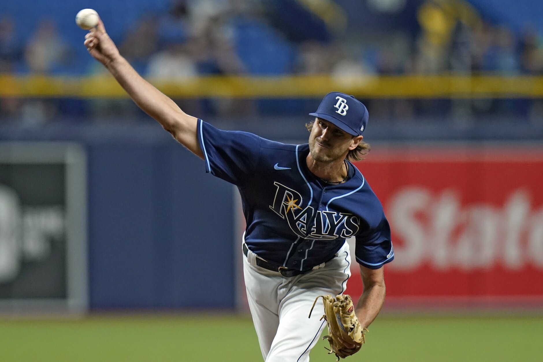 Tampa Bay Rays' Randy Arozarena reacts after hitting a double against the  New York Yankees during the third inning of a baseball game Saturday, Aug.  26, 2023 in St. Petersburg, Fla. (AP