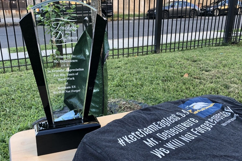 Ketcham Elementary School honored former fifth-grade teacher James Debeuneure, who was killed when American Airlines Flight 77 crashed into the Pentagon on Sept. 11. (WTOP/Nick Iannelli)