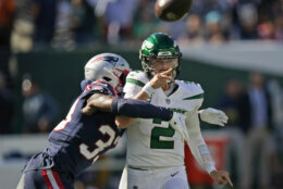 <p><b><i>Patriots 25</i></b><br />
<b><i>Jets 6</i></b></p>
<p>If Zach Wilson was <a href="https://profootballtalk.nbcsports.com/2021/09/13/zach-wilson-feeling-a-little-whiplash-after-nfl-debut/">feeling whiplash after his debut</a>, he should be <a href="https://www.youtube.com/watch?v=yiFNrO33bSo">screaming over his neck and his back</a> after completing as many passes to Patriots (4) in his first 10 passes as he did his own team. Welcome to the NFL, rookie. Good luck not <a href="https://www.nfl.com/news/sam-darnold-seeing-ghosts-in-scary-showing-on-mnf-0ap3000001068458">seeing ghosts like your predecessor</a>.</p>
<p>And welcome to Groundhog Day. You can change the quarterbacks, change the coaches, change the uniforms — it doesn&#8217;t matter. New England has 11 straight wins over the Jets to match the longest active win streak over a single opponent with no end in sight.</p>
