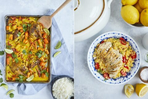 Roast chicken with herbs leads to a curried chicken dish