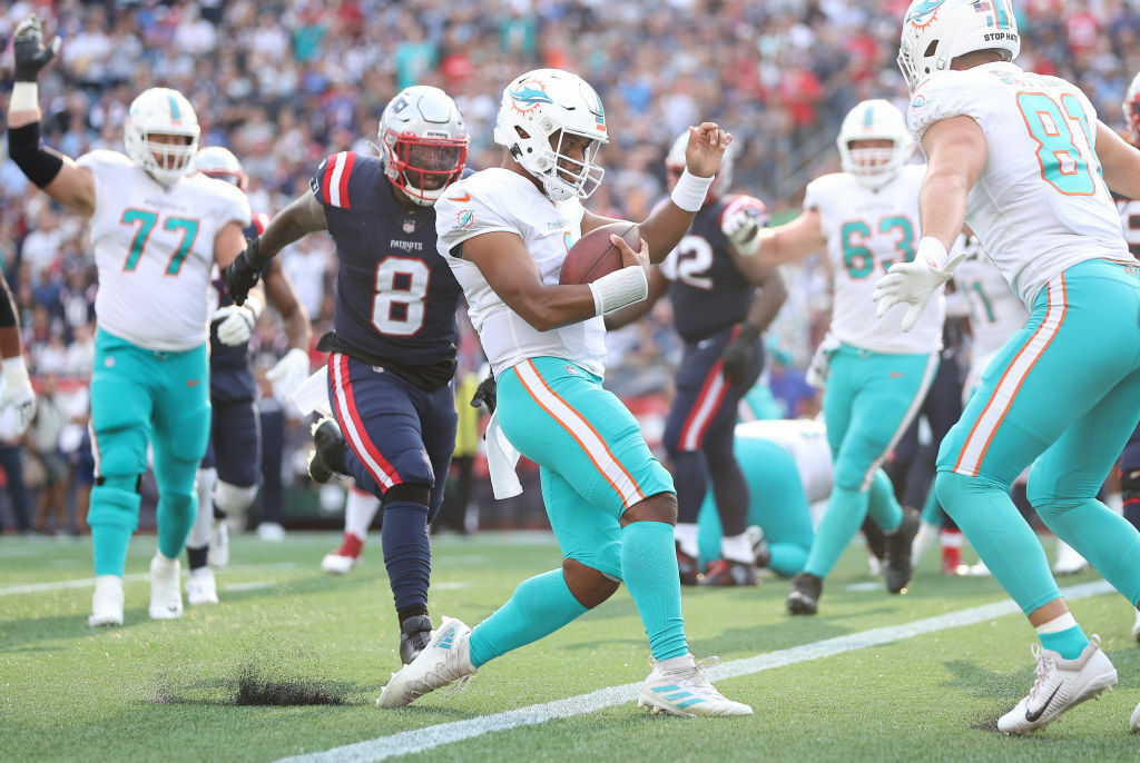 <p><b><i>Dolphins 17<br />
Patriots 16</i></b></p>
<p>I came here prepared to go off about how telling it is that Tua Tagovailoa wasn&#8217;t voted a Dolphins team captain and how vastly he was outplayed by fellow Alabama alum Mac Jones in his Pats debut. But the reality is, Miami is 3-2 against New England since Brian Flores took over, besting his mentor Bill Belichick in Foxborough twice. If the Fins really do find a way to get better QB play &#8212; be it an improved Tua, Deshaun Watson or some other option &#8212; the AFC East is going to be really interesting for years to come.</p>
